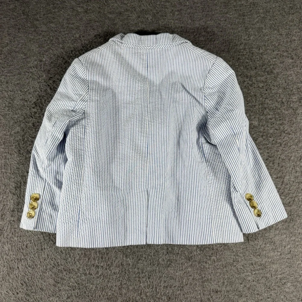 Janie and Jack Seersucker Blazer Jacket Lined Blue Stripe Size 2T Nautical